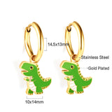 Boucles d'oreilles dinosaures en acier inoxydable plaqué or 18 carats 