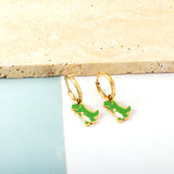 Boucles d'oreilles dinosaures en acier inoxydable plaqué or 18 carats 