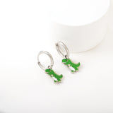 Boucles d'oreilles dinosaures en acier inoxydable plaqué or 18 carats 