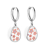 Stainless Steel Oval Star-shape Earrings