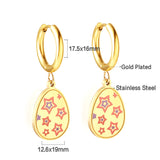 Stainless Steel Oval Star-shape Earrings