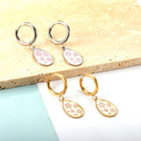 Stainless Steel Oval Star-shape Earrings