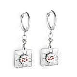 Stainless Steel Square Smiley Earrings