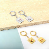 Stainless Steel Square Smiley Earrings