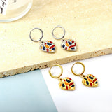 Stainless Steel Multicolor Stone Heart-shape Earrings