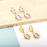 Stainless Steel Pink Round Arrow Hoop Earrings