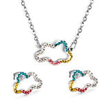 Stainless Steel Mixed Color Diamond Hollow Cloud Jewelry Set