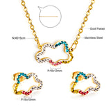 Stainless Steel Mixed Color Diamond Hollow Cloud Jewelry Set