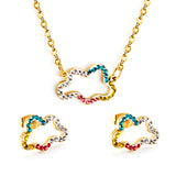 Stainless Steel Mixed Color Diamond Hollow Cloud Jewelry Set