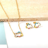 Stainless Steel Mixed Color Diamond Hollow Cloud Jewelry Set