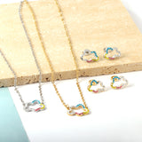 Stainless Steel Mixed Color Diamond Hollow Cloud Jewelry Set