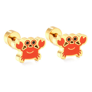 Stainless Steel 18k Gold Plated Crab Spiral Stud Earrings