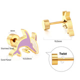 Boucles d'oreilles à tige en spirale de requin en acier inoxydable