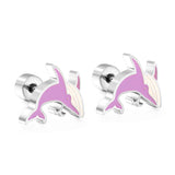 Stainless Steel Shark Spiral Stud Earrings