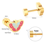 Pendientes de tuerca de mariposa de colores mezclados con tapón de acero inoxidable