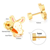 Stainless Steel Plug Mixed Color Rabbit Holding Radish Stud Earrings