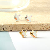 Stainless Steel Plug Mixed Color Rabbit Holding Radish Stud Earrings