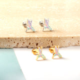 Stainless Steel Plug Mixed Color Woodpecker Stud Earrings