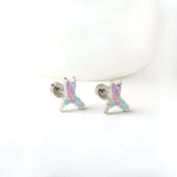 Stainless Steel Plug Mixed Color Woodpecker Stud Earrings