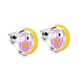 Stainless Steel Owl Spiral Stud Earrings