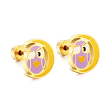 Boucles d'oreilles à tige en spirale en forme de hibou en acier inoxydable