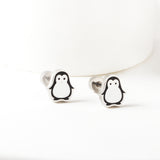 Stainless Steel Plug Mixed Color Penguin Stud Earrings