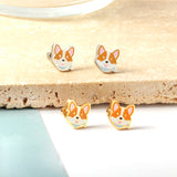 Stainless Steel Plug Mixed Color Dog Head Stud Earrings