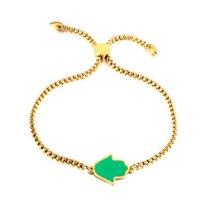 Bracelet accessoire en acier inoxydable avec palmier vert