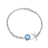 Bracelet ovale creux rond en acier inoxydable, couleur mixte, accessoire en forme de cœur