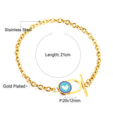 Stainless Steel Oval Hollow Round Mixed Color With Heart-shaped Accessory Bracelet