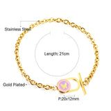 Stainless Steel Oval Hollow Round Mixed Color With Butterfly Accessory Bracelet