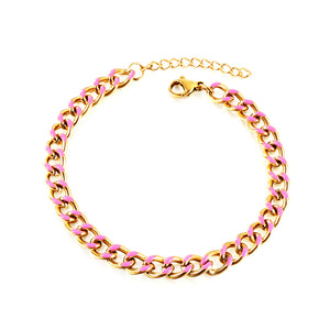 Stainless Steel Pink Drip Oil Bracelet Chain