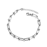 ASON 5MM*18CM+3CM Chain Bracelets Stainless Steel for Men Women Party Gift Fashion Bangle Jewelry