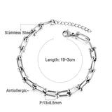 ASON 5MM*18CM+3CM Chain Bracelets Stainless Steel for Men Women Party Gift Fashion Bangle Jewelry