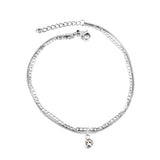 Accessoire diamant blanc en acier inoxydable + chaîne double bracelet de cheville