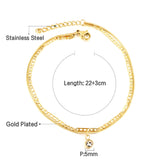 Stainless Steel White Diamond Accessory + Chain Double Anklet