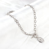 Stainless Steel Oval with Lucky Star Accessories Necklace