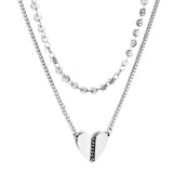 Stainless Steel Heart-shaped Accessory + Chain Double Chain Necklace