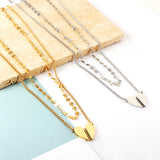 Stainless Steel Heart-shaped Accessory + Chain Double Chain Necklace