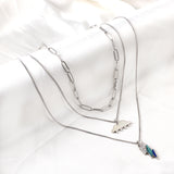 Stainless Steel Mixed Color Lightning + Cloud with Rain Accessories + Chain Three Chain Necklace