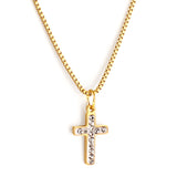 Stainless Steel Cross Accessory With Diamond Necklace