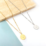 Stainless Steel Oval With Moon and Star Pattern+Diamond Accessories Necklace