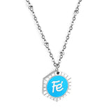 Collier accessoire hexagone Fe bleu en acier inoxydable