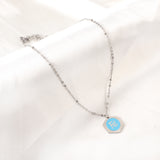 Stainless Steel Hexagon Fe Blue Accessory Necklace