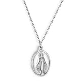 Stainless Steel Oval Accessories With Madonna Pattern Necklace