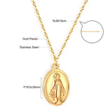 Stainless Steel Oval Accessories With Madonna Pattern Necklace