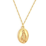 Stainless Steel Oval Accessories With Madonna Pattern Necklace