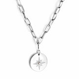 Accessoires ronds en acier inoxydable Lucky Star avec collier de diamants