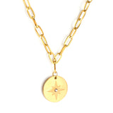 Stainless Steel Round Accessories Lucky Star With Diamond Necklace