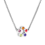 Stainless Steel Six Mélange Diamonds Accessory Necklace